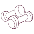 Burgundy line-drawn crossed dumbbells