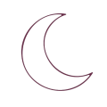 Thin maroon crescent moon outline