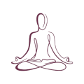 Maroon continuous-line meditating figure in lotus